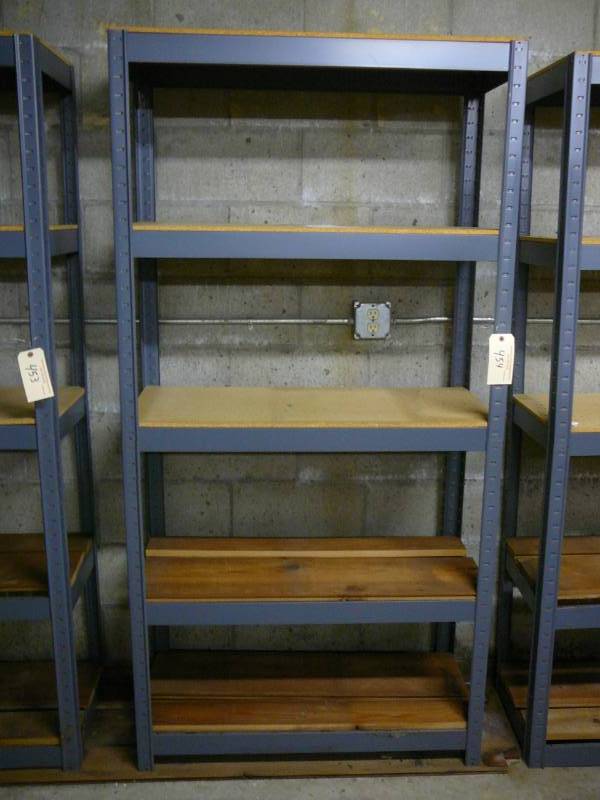 lot 454 image: Metal Rack with Wood Shelves
