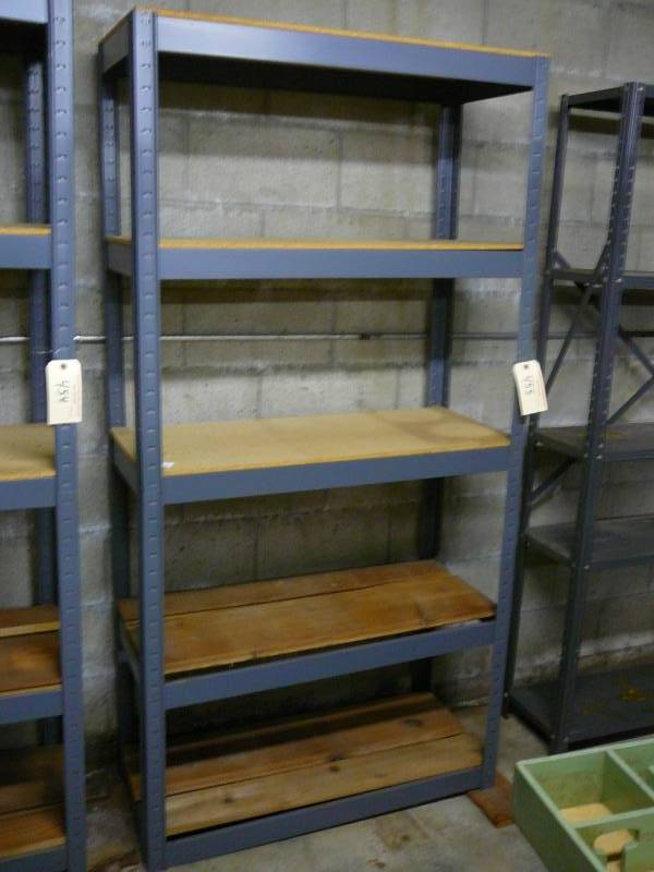 lot 455 image: Metal Rack with Wood Shelves
