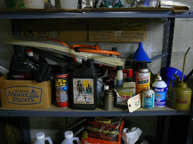 lot 469 image: Lot of Misc Bar & Chain Oil, Sta-Bil, Liquid Wrench etc.