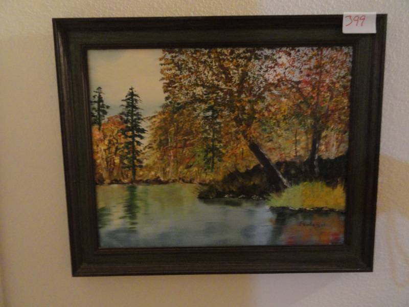 lot 399 image: Framed painting