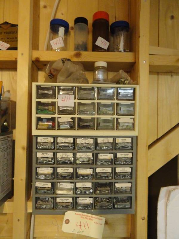 lot 411 image: Storage Bins and Hardware