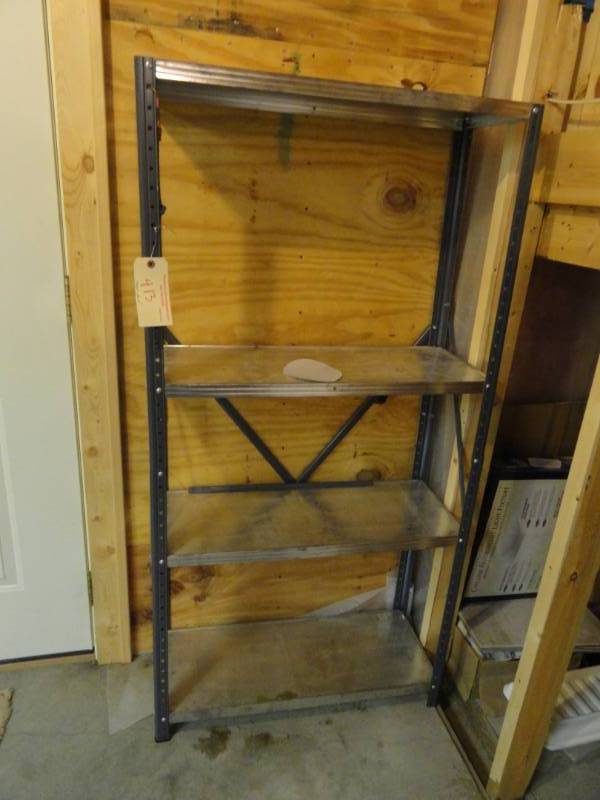 lot 413 image: Metal Storage Rack with 4 Shelves