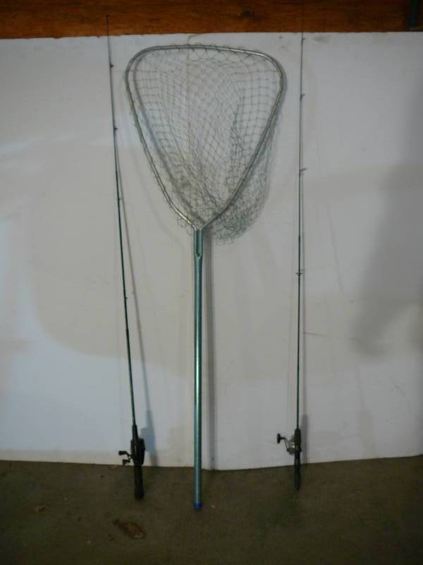 lot 547 image: Landing Net, Fishing Rods and reels