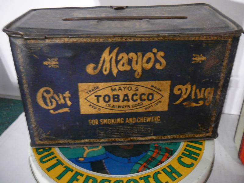 lot 563 image: Lot of Tins includes Antique Mayos Cut Plug Tobacco Tin