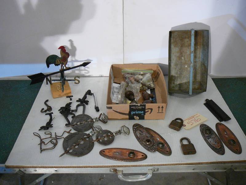 lot 576 image: Lot of Misc Hardware, Spindle for Chimney, Windmill Vane Top