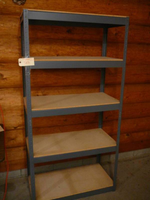 lot 583 image: Metal Rack with Wood Shelves