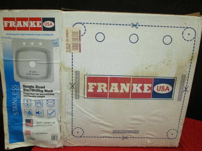 lot 127 image: Stainless Steel Sink 10 Depth Single Bowl Bar Utility Sink Still in the Box