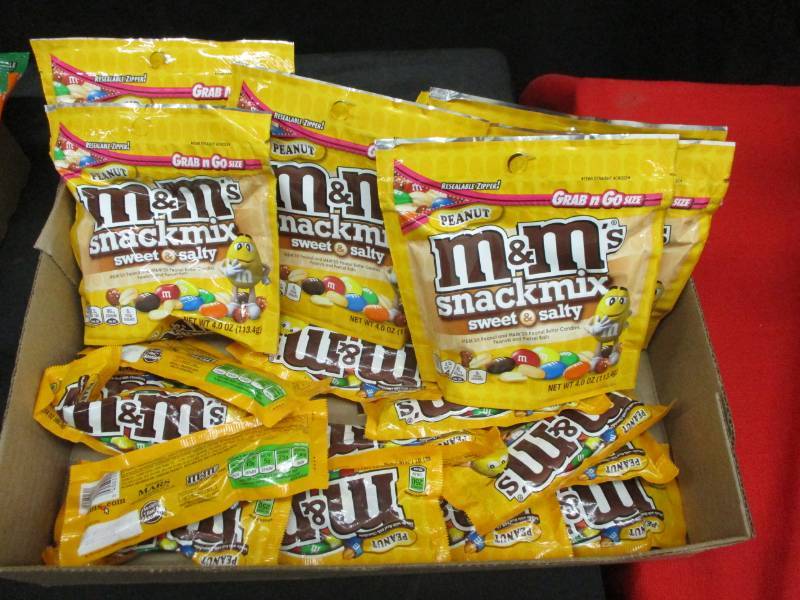 lot 195 image: 7 Bags of M&M Snack mix and 13 Bags of Regular M&Ms