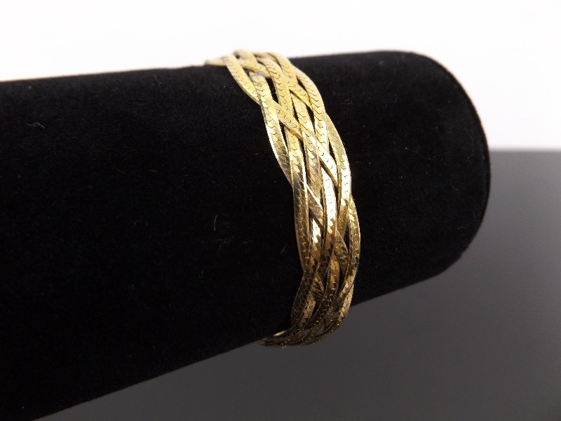 lot 26 image: .925 Sterling Silver Vermeil Wide Woven Snake Link Bracelet