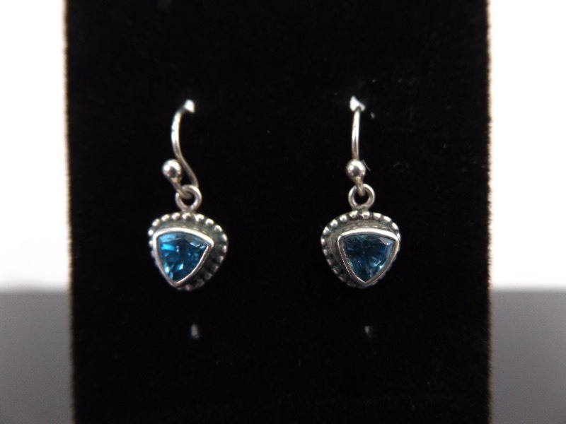 lot 92 image: .925 Sterling Silver Faceted Topaz Earrings