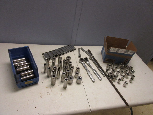 ASSORTED SOCKETS AND WRENCHES