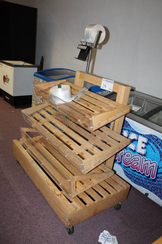 lot 29 image: 3-Tier Wood Produce Cart