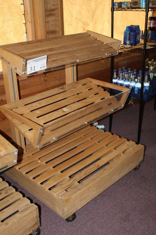 lot 31 image: 3-Tier Wood Produce Cart
