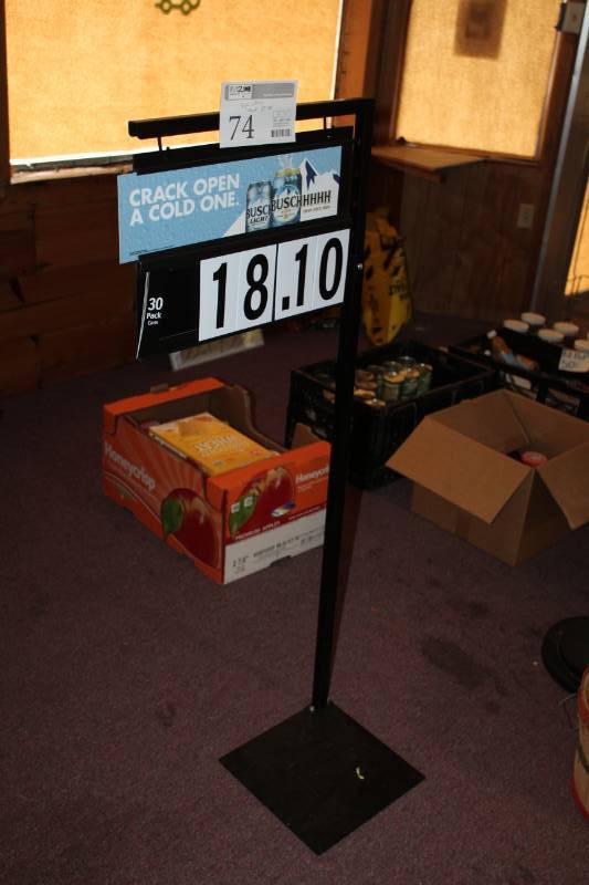lot 74 image: Busch Light Beer Sign with Metal Display Stand