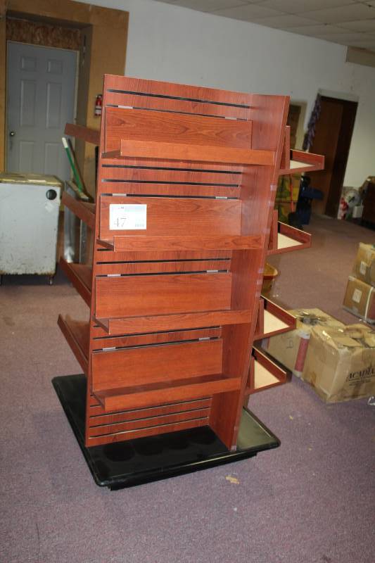 lot 47 image: 3-Sided Rolling Display with 12-Fixed Shelves