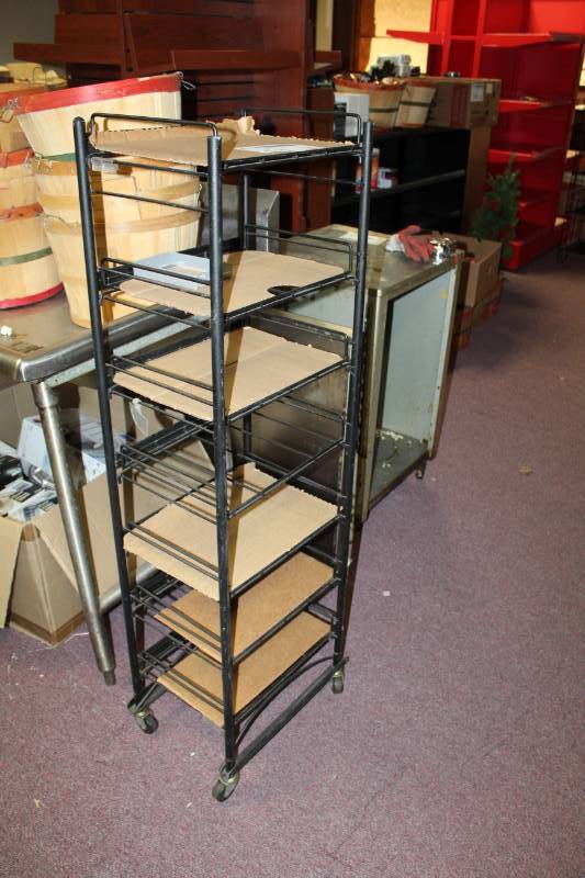 lot 53 image: 7-Tier Wire Shelf Rolling Cart