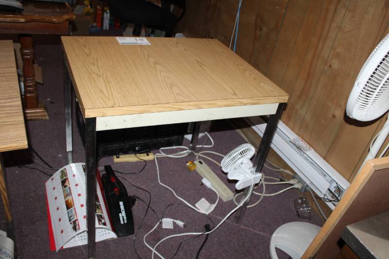 lot 81 image: Wood Table with Metal Frame