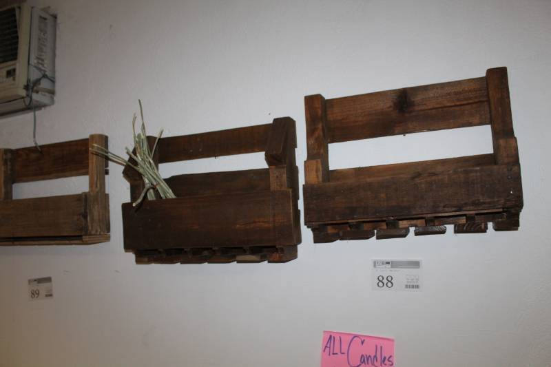 lot 88 image: Lot of (2) Wall-Mount Wood Wine Racks