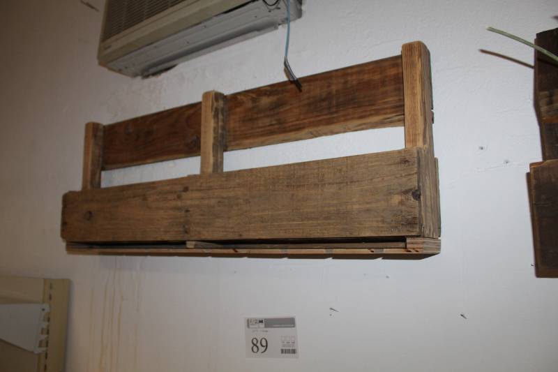 lot 89 image: Wall-Mount Wood Wine Rack