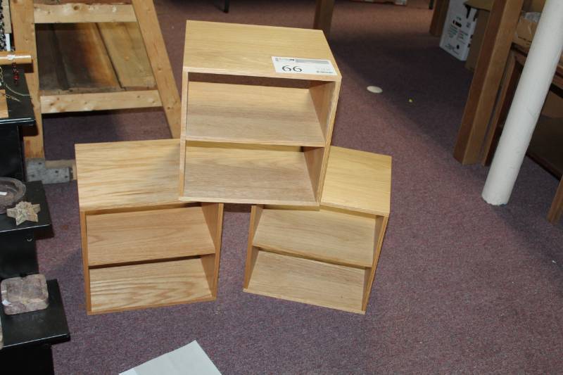 lot 66 image: Lot of (3) 2-Shelf Wood Bookcases