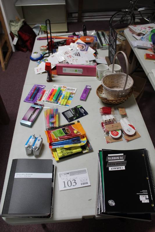 lot 103 image: Notebooks, Markers, Fly Swatters, Matches, and More