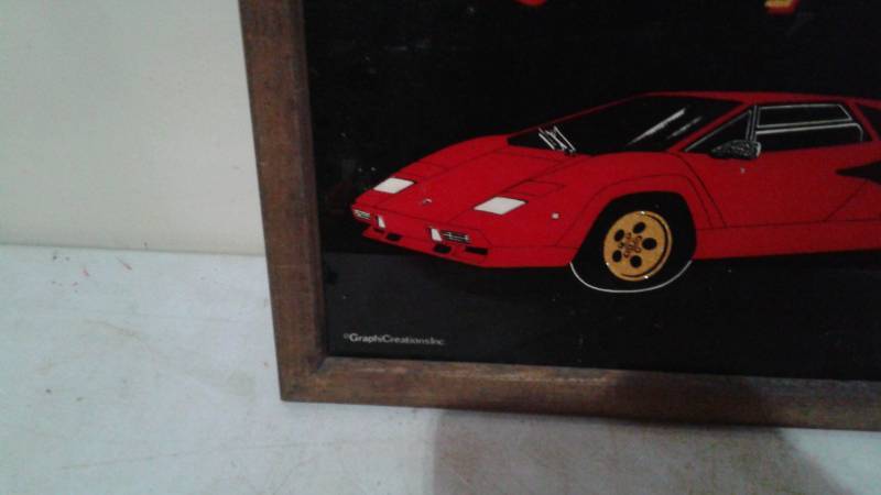 lot 83 image: Framed Lamborghini Glass Picture