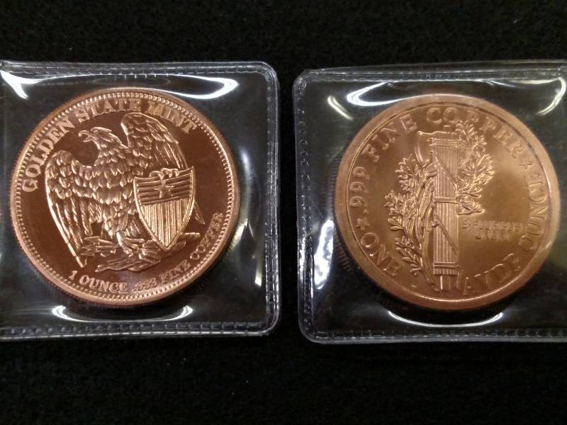 lot 102 image: (2) One Ounce .999 Copper Coins...