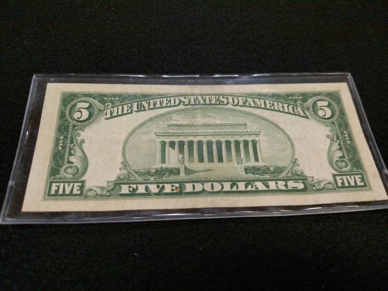 lot 112 image: 1929 Five Dollars National Currency...