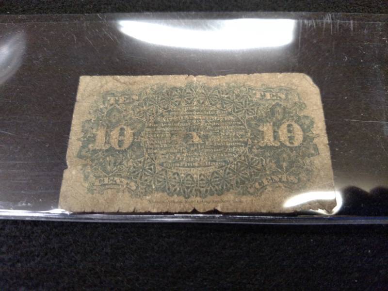 lot 123 image: 10 Cents Fractional Currency Note, ...