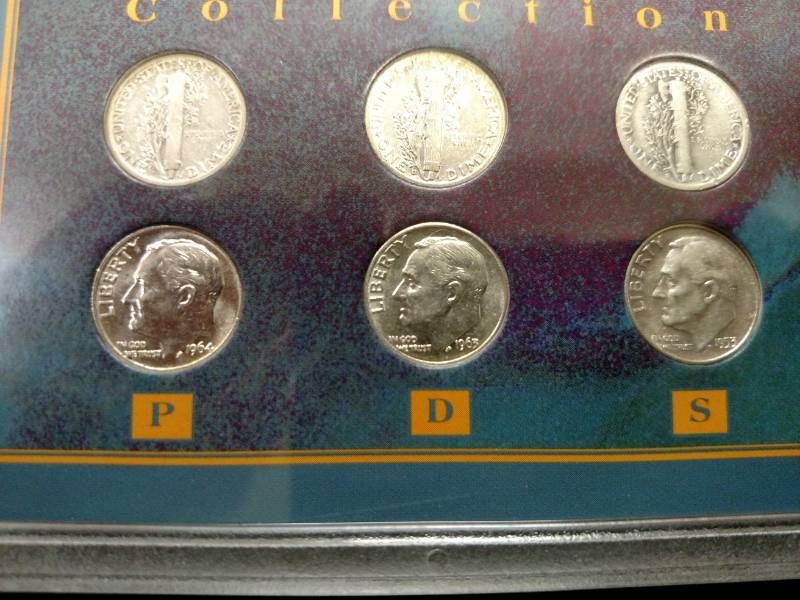 lot 128 image: Silver Mercury Head & Roosevelt Dim...