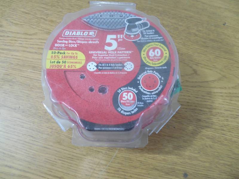 lot 7 image: Diablo 5 in. 60-Grit Universal Hole Random Orbital Sanding Disc with Hook and Lock Backing (50-Pack)