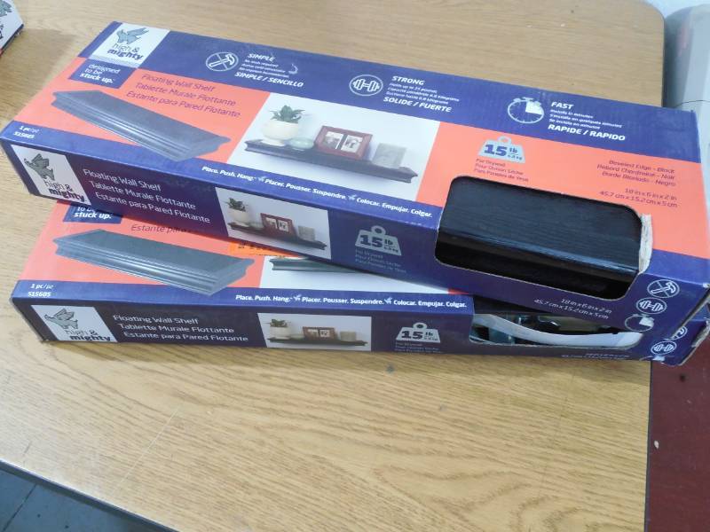 lot 66 image: (2) High & Mighty 18 in. x 6 in. D Tool Free Floating Shelf in Black