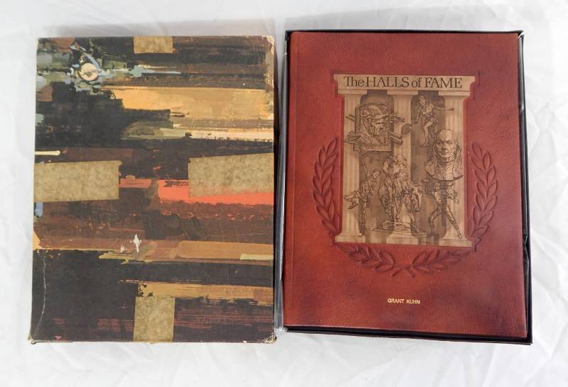 Vintage 1977 The Halls of Fame Hand Crafted Mission Leather Bound Book