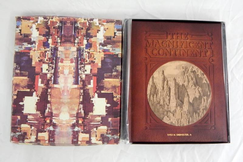 Vintage 1975 The Magnificent Continent Hand Crafted Mission Leather Bound Book