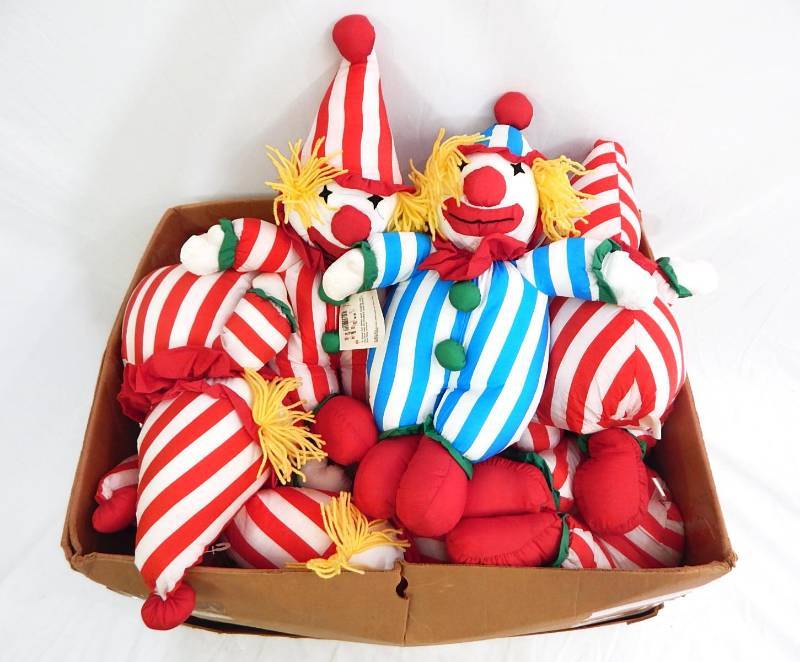 Lot of New Vintage 1989 Treasured Friends Plush Stuffed Clown Dolls