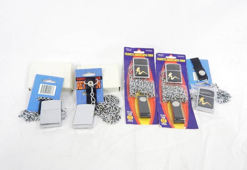 Lot of New Vintage Classic Iron Windproof Lighters With Chain