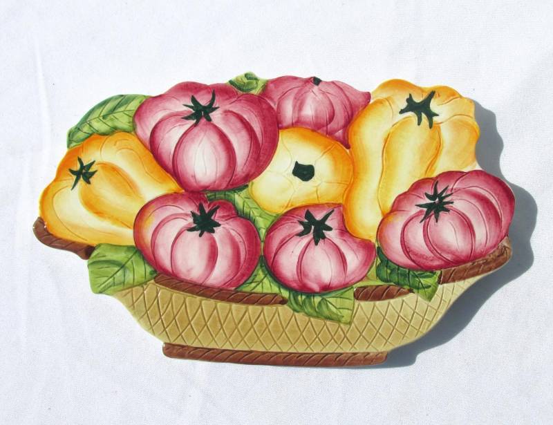 Case of New Vintage Ceramic Tomatoes and Peppers Themed Trivets