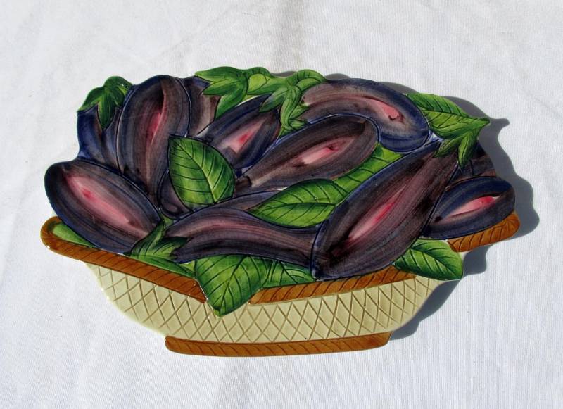 Case of New Vintage Ceramic Eggplant Themed Trivets