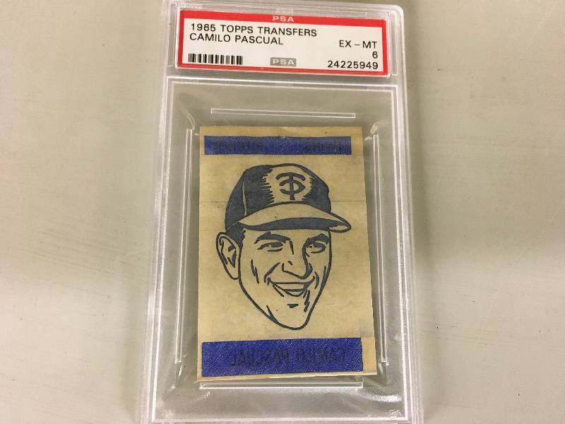 lot 117 image: 1965 Topps Transfers Camilo Pascual 6 Mint Card