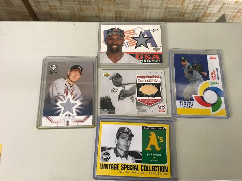 lot 121 image: 5 MLB Game Used Memorabilia Cards