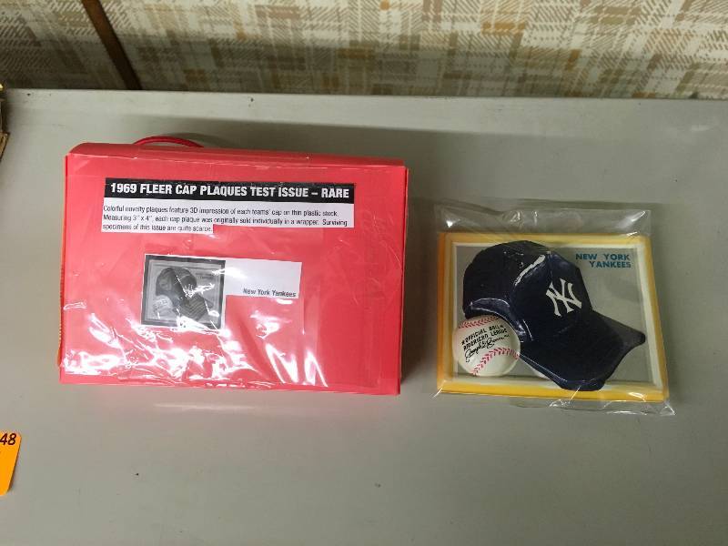 lot 124 image: 1969 New York Yankees Fleer Cap Plaque Test Issue