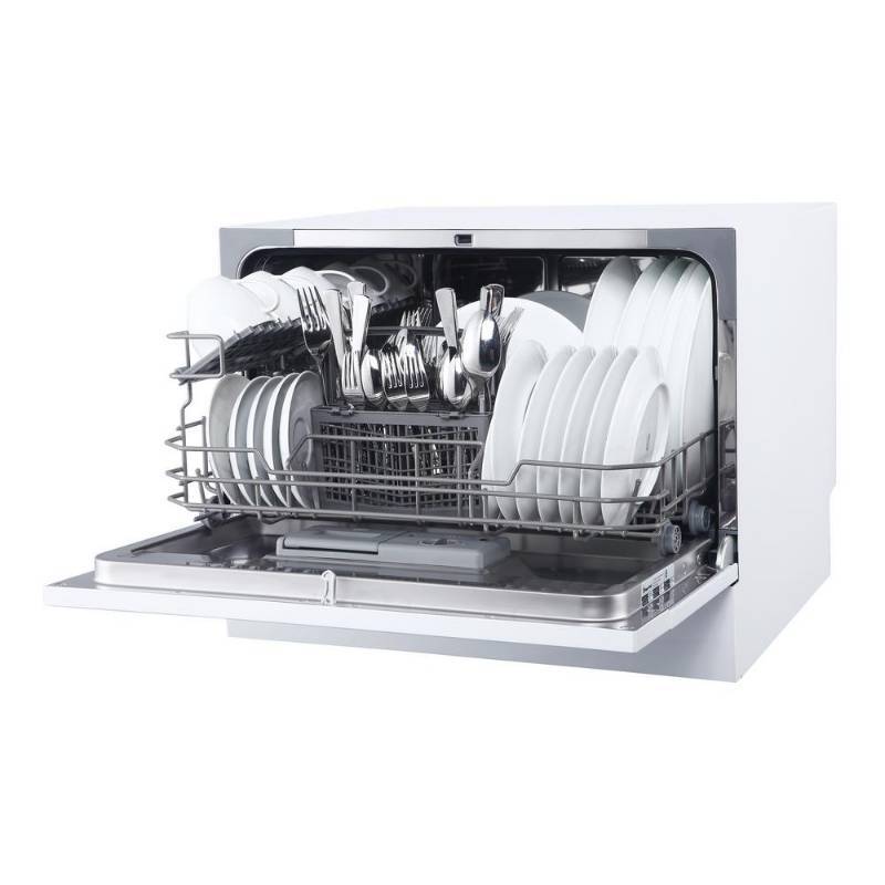 lot 48 image: Magic Chef Countertop Portable Dishwasher in White with 6 Place Settings Capacity, MCSCD6W5