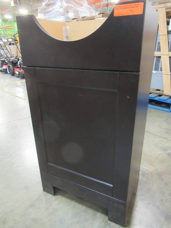 lot 37 image: Style Selections Euro 18-in Espresso Single Sink Bathroom Vanity Cabinet CE29E18-SS - Missing Top