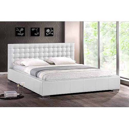 lot 92 image: Baxton Studio Madison Queen Modern Tufted Headboard, White - Headboard only