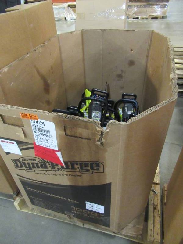 lot 11 image: WHOLESALE MIXED PALLET OF RETURNS - OUTDOOR POWER RYOBI CHAINSAWS