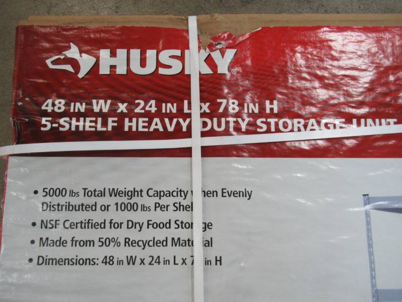 lot 87 image: Husky 78 in. H x 48 in. W x 24 in. D 5-Shelf Steel Commercial Shelving Unit, MR482478W5BH
