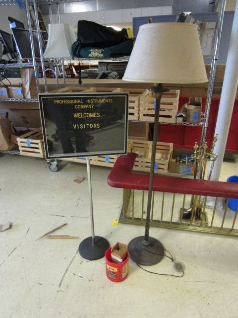 lot 259 image: SIGN BOARD WITH LETTERS AND STANDING LAMP