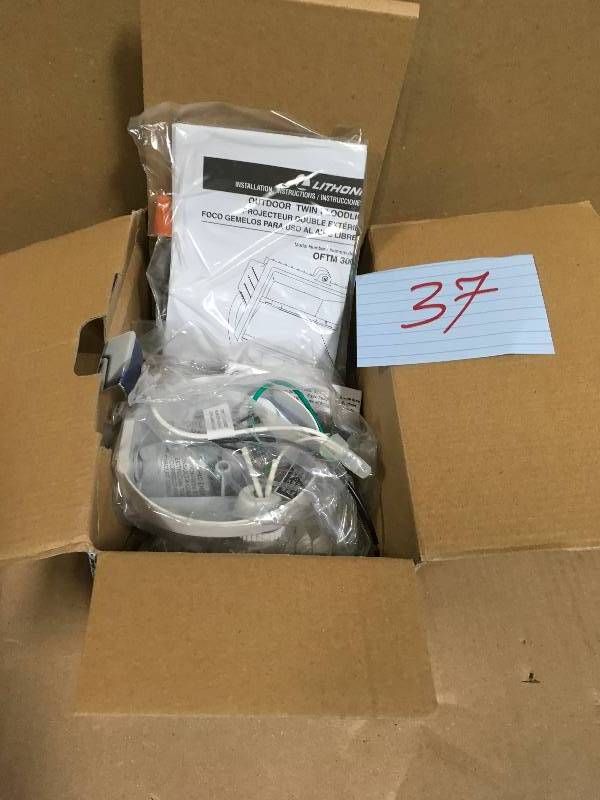 lot 37 image: Lithonia Lighting 2-Lamp White Outdoor Flood Light not used