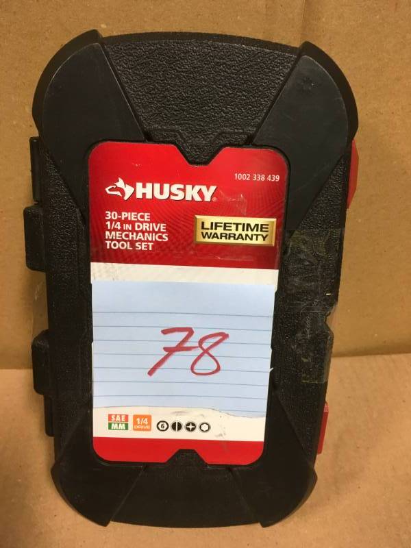 lot 78 image: Husky 14 in. Drive Ratchet SAEMetric Socket Set (30-Piece) in good condition