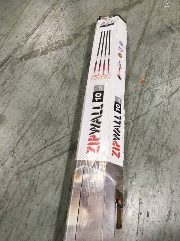 lot 79 image: ZipWall ZP4 Contains 4 10 ft. Steel Spring Loaded Poles 4-Heads, 4-Plates, 4-Tethers, 4-Grip Disks, 2-Zippers and 1-Carry Bag in good condition